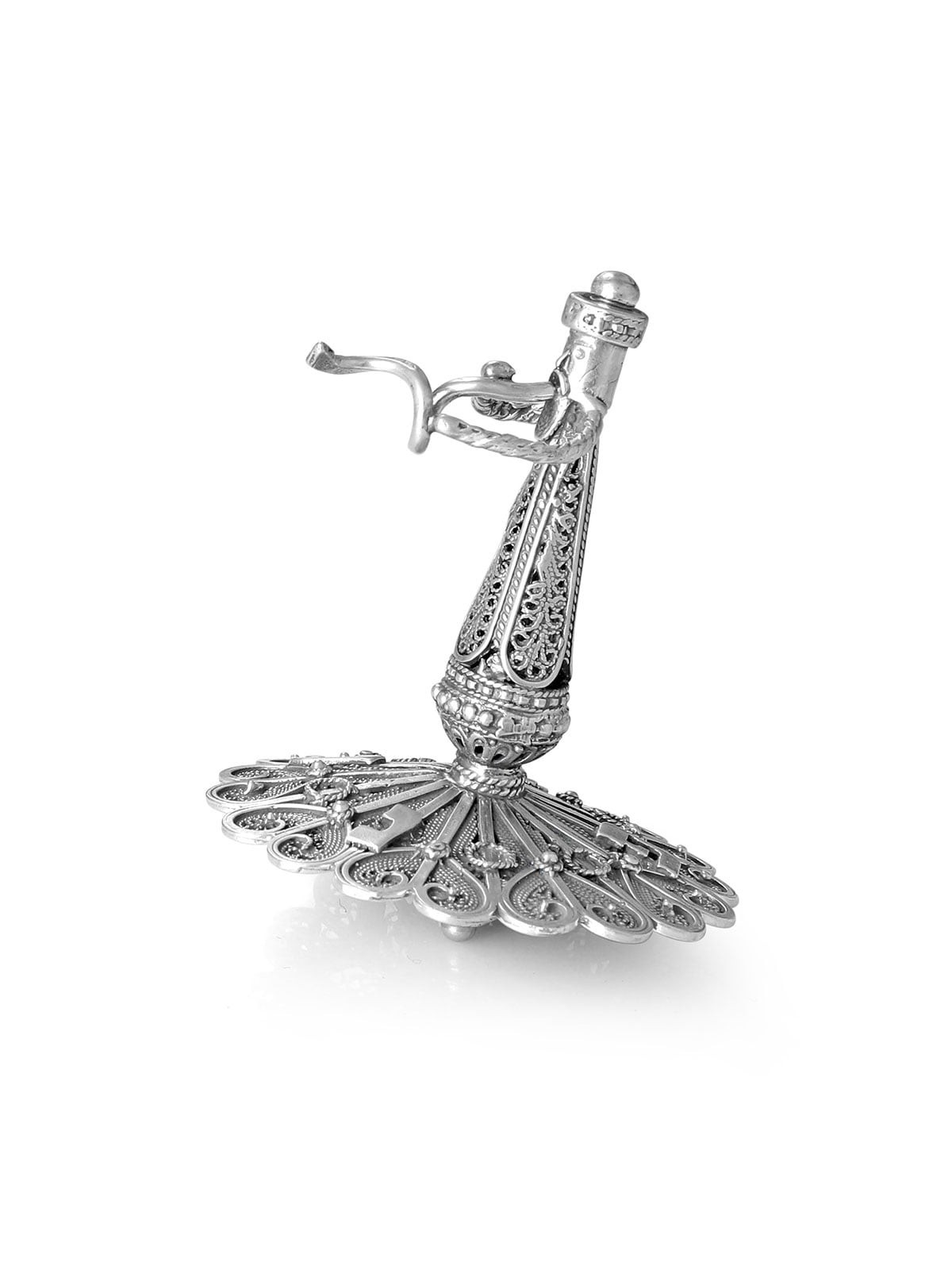 Large Handcrafted Sterling Silver Dreidel with Klezmer Shofar Player